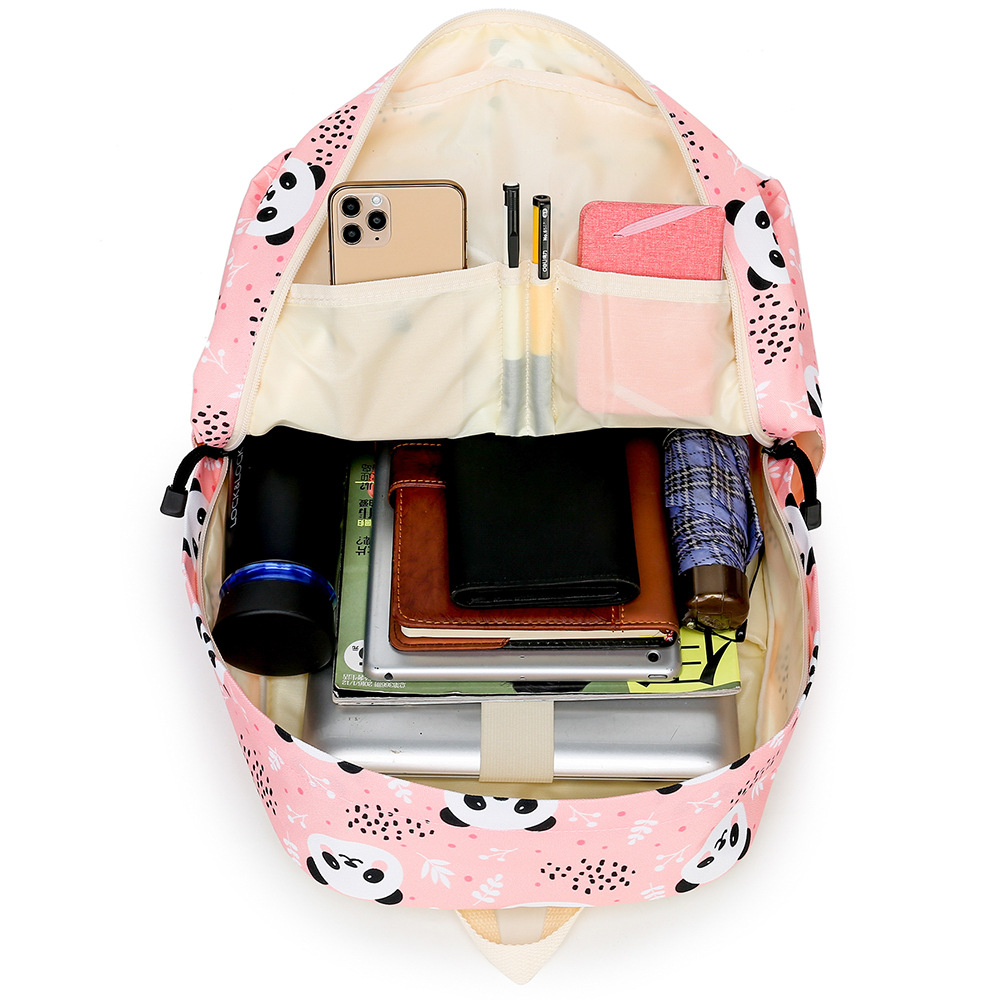 Panda Pattern School Bag For Girls School Backpack Students Teenagers Backpack with Children's Lunch bag Pencil Case