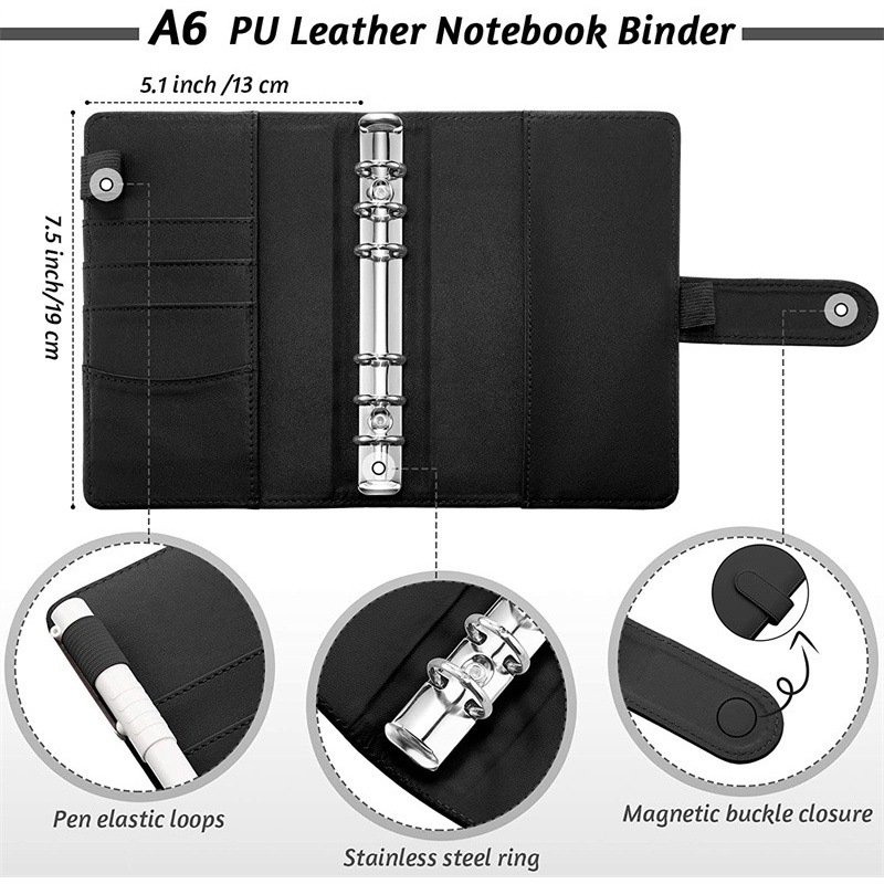 Leather Budget Binder With Cash Envelopes Pockets Zip Small French Budget Pouch Binder For Saving Money A6 Planner Organizer