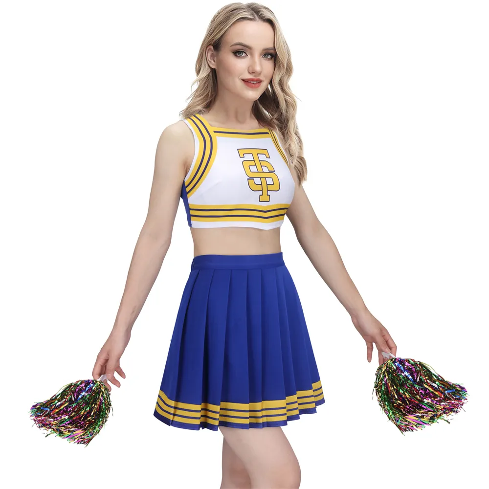 Taylor Cheerleader Uniform TS Shake It Off Blue White Cheerleading Outfits Halloween Party Costume for High School Girls