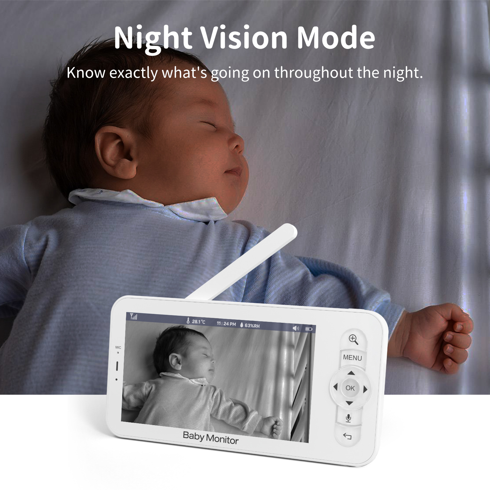 WOUWON Baby Monitor Babyphone Video Baby Camera Bebe Nanny HD 5 Inch LCD Mobile Phone APP Control PTZ Lullabies For New Born