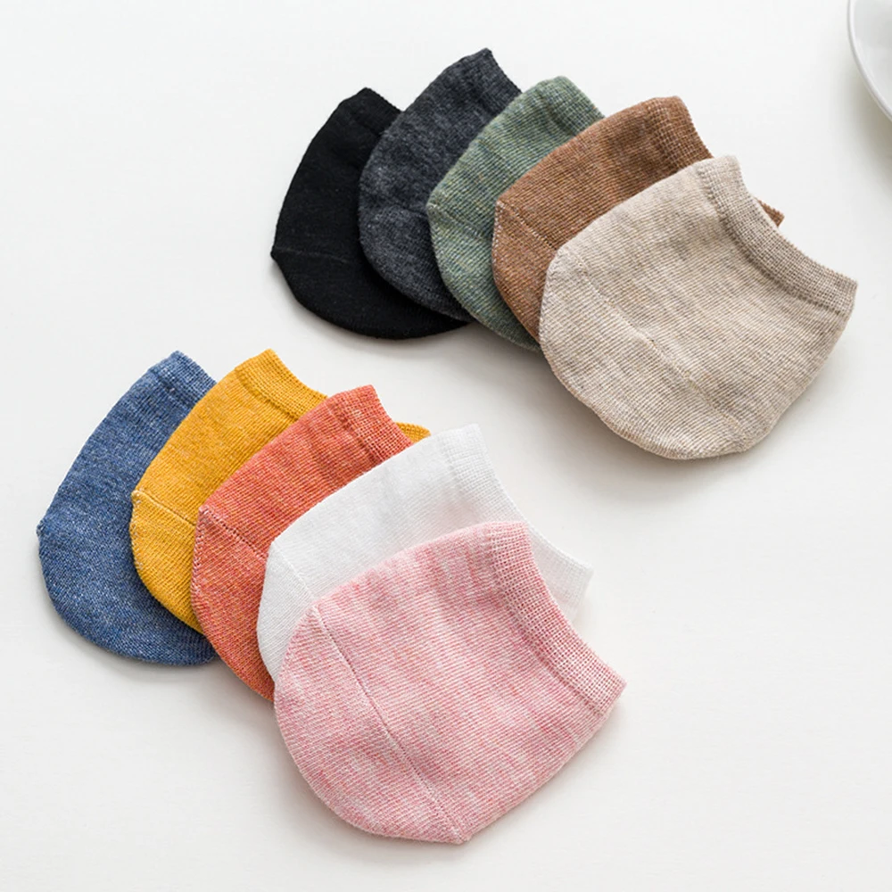 10 Pieces = 5 Pairs Forefoot Half Foot Toe Socks Women Summer Invisible Socks Cover Female Breathable No Show Socks Candy Color