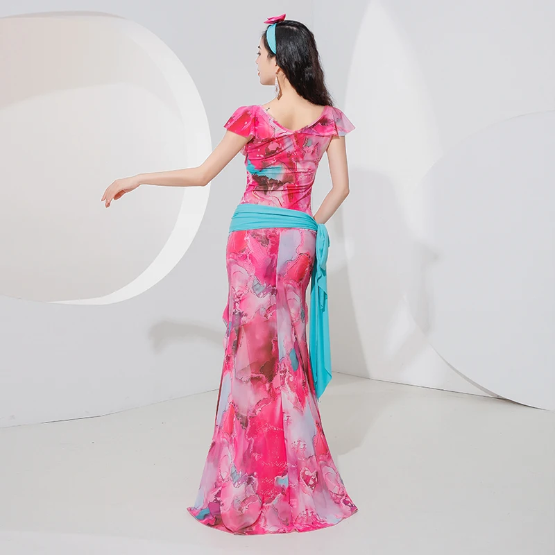 Oriental Outfit Belly Dance Costume Set for Women Belly Dancing Print Shaabi Performance Dresses Clothes Baladi Practice Robe