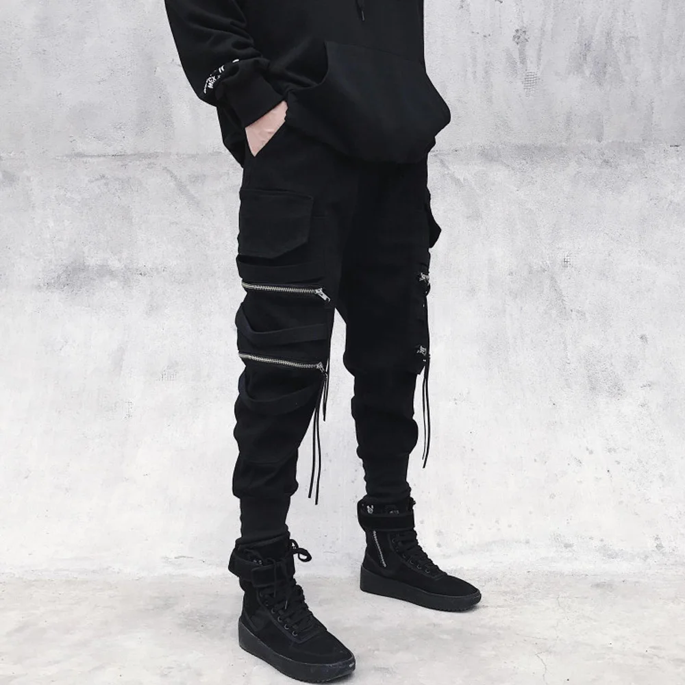 Hit Color Cargo Pants Men's Joggers Trousers Letter new Ribbons Pocket Hip Hop 2025 Streetwear Women Casual Punk Harem Pant Sweatpants