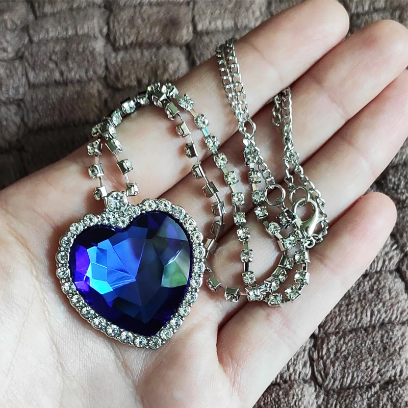 Movie TITANIC Heart Of the Ocean Necklace Love Forever Blue Red Crystal Pendants Necklace Women Wedding Jewelry Gift