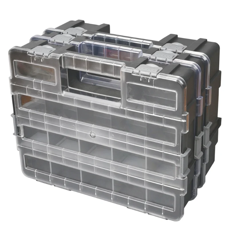 Stackable toolbox parts multiple grid plastic accessory tool box for hardware parts screws sorting accessories storage tool case