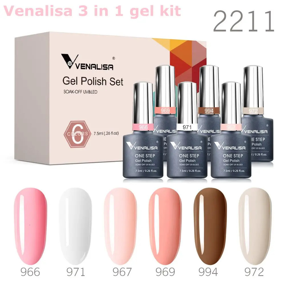 6pcs Venalisa Construction Gel Kit Jelly Color Reinforce Natural Nail Varnish Rubber Base Color Series Nude Collection 240321