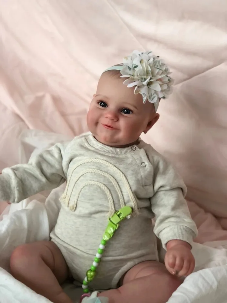 50CM Reborn Baby Dolls Maddie Smile Girl Lifelike Silicone Vinyl Newborn 3D Skin Visible Veins DIY Toys Christmas Gift For Girls