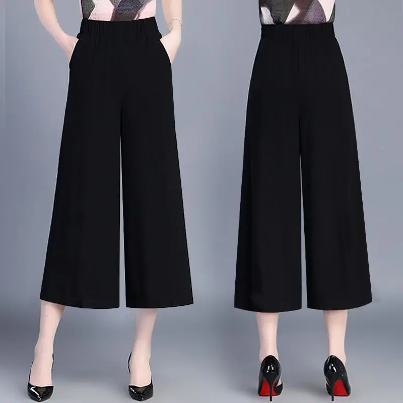 new Summer High Waist Loose Straight Pants Solid Color Plus Size Versatile Wide Leg Trousers 2025 Simplicity Casual Women Clothing