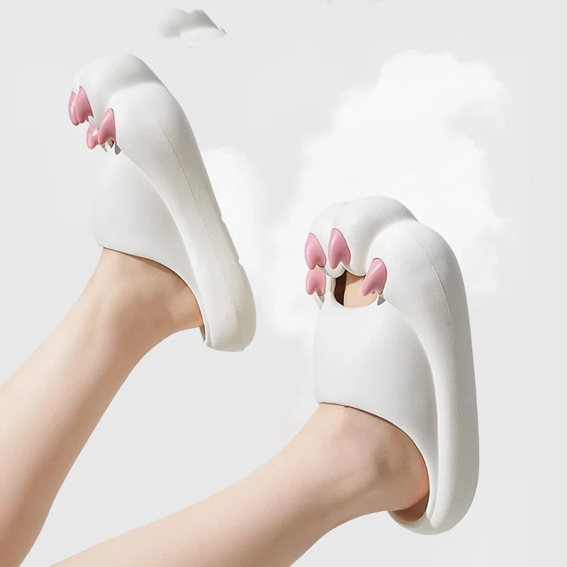 2023 Platform Cute Cat Paw Slippers 2025 Women Indoor Bathroom Slides Female Summer Shoes Soft new Eva Female Male Beach Flip Flops