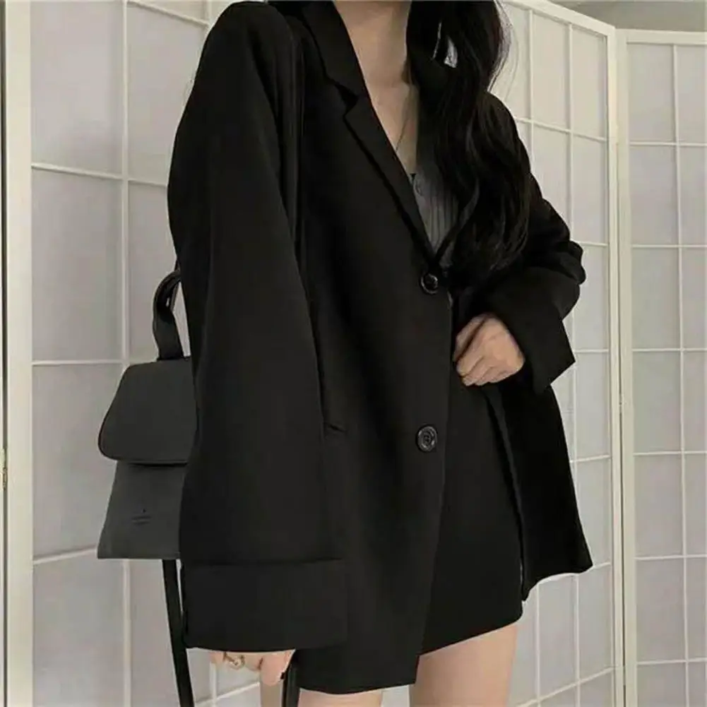 Women Blazer Turn-Down Collar Single Breasted All Match Lady Girl Casual Black Blazer new Suit Jacket Coat 2025 Daily Wear