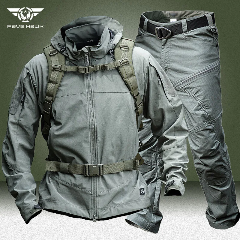Lightweight Sets Men Outdoor 2025 Multi-pocket Wear-resistant Cargo Jackets+Waterproof new Pants City Commute Combat Suit