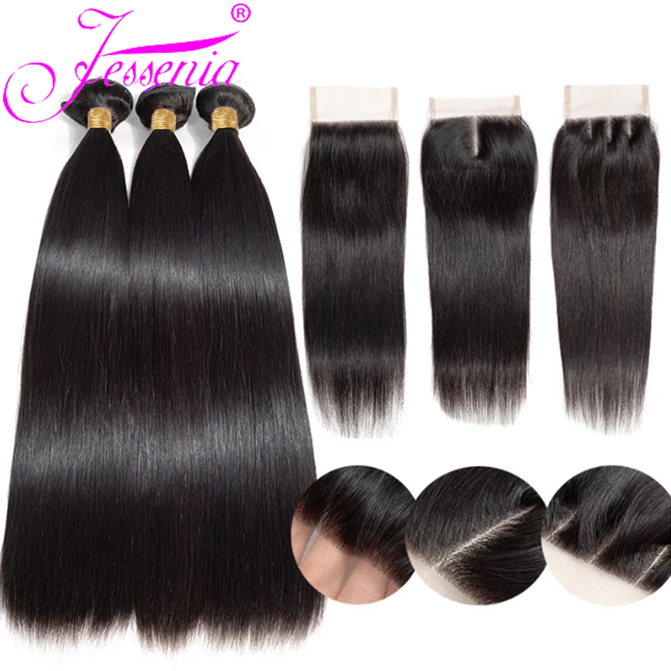 12A Raw Straight Virgin Hair Bundles With HD Frontals Meche Bresilienne Brazilian Born Straight Human Hair 3 Bundle With Closure