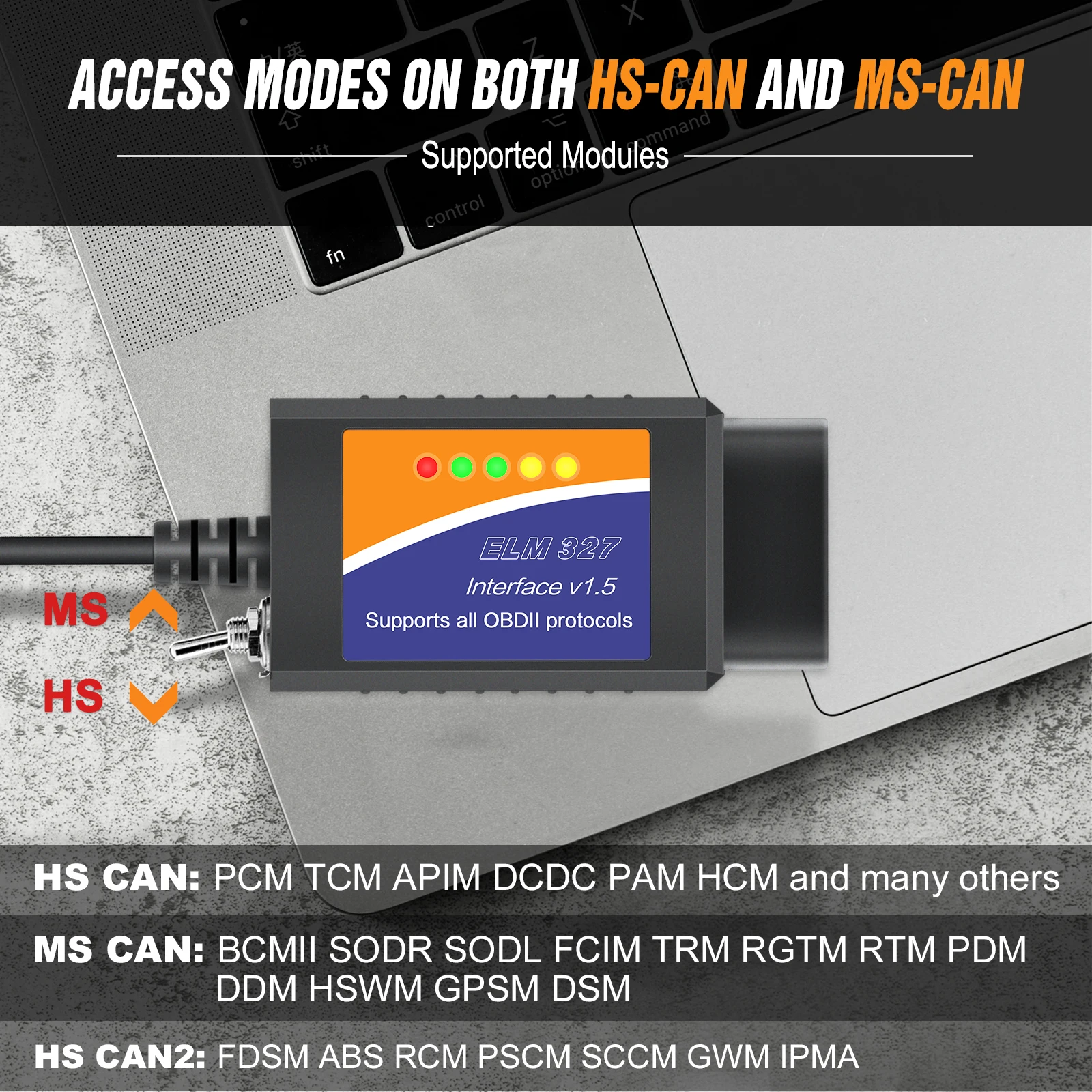 ELM 327 V1.5 USB OBD 2 ELM327 Switch For Ford Forscan 2025 ELMconfig Code new Reader Scanner PIC18F25K80 & CH340 Chip HS CAN MS CAN