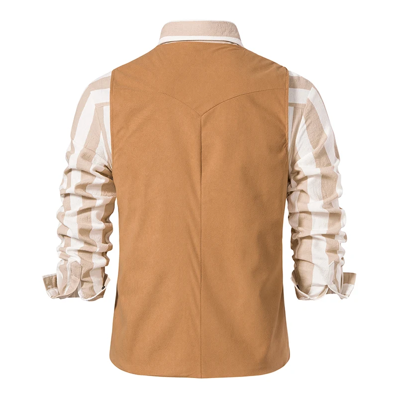 West Cowboy new Vest Male Medieval Retro Vest 2025 for Men Black Khaki Dark brown Men's vest