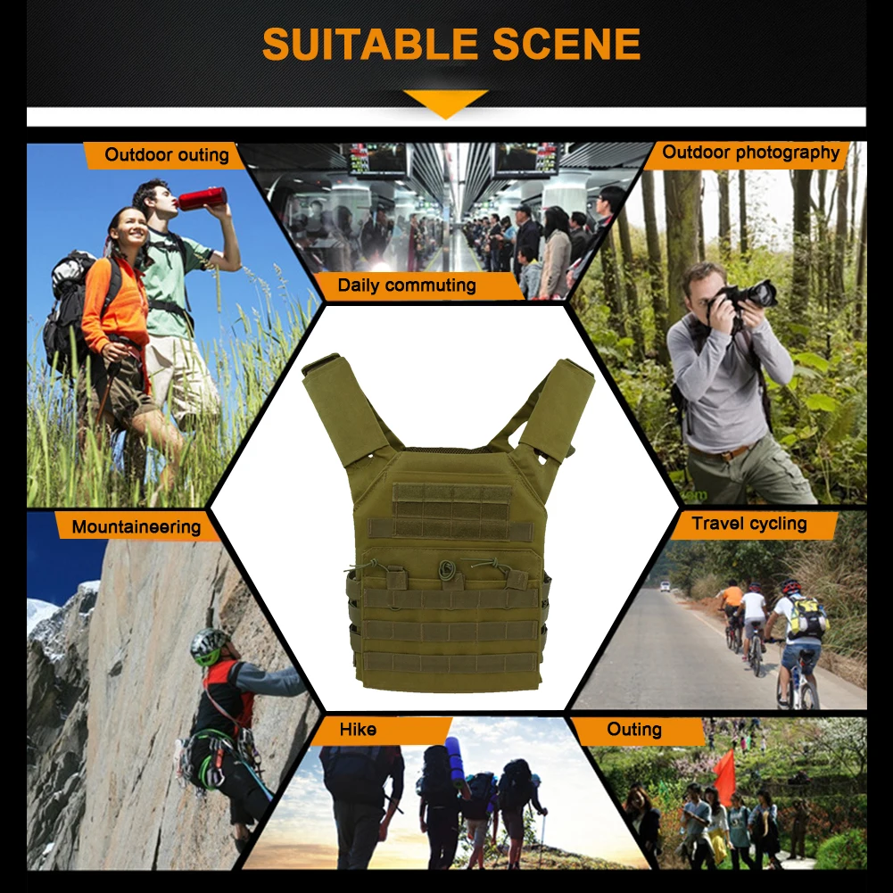 Military Tactical Vest Waterproof Outdoor Body Armor Lightweight JPC Molle Plate Carrier Hunting Vest CS Game Security Gear