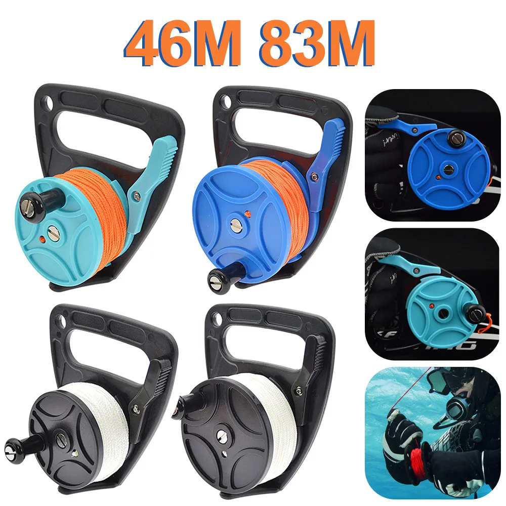 46M 83M Scuba Diving Wreck Reel Spool Finger Line Reels Cave Reel With Handle Snorkeling Underwater for Water Sports Gear