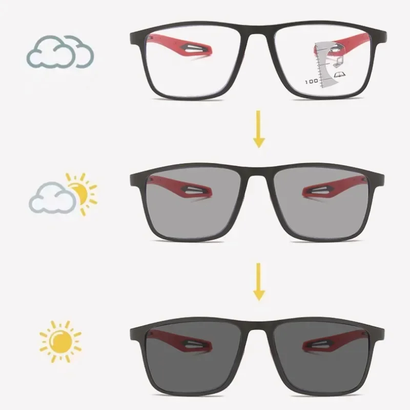Photochromic TR90 Anti-blue Light Multifocal Reading Glasses New Progressive Near Far Eyewear Men Women Sports Eyeglasses