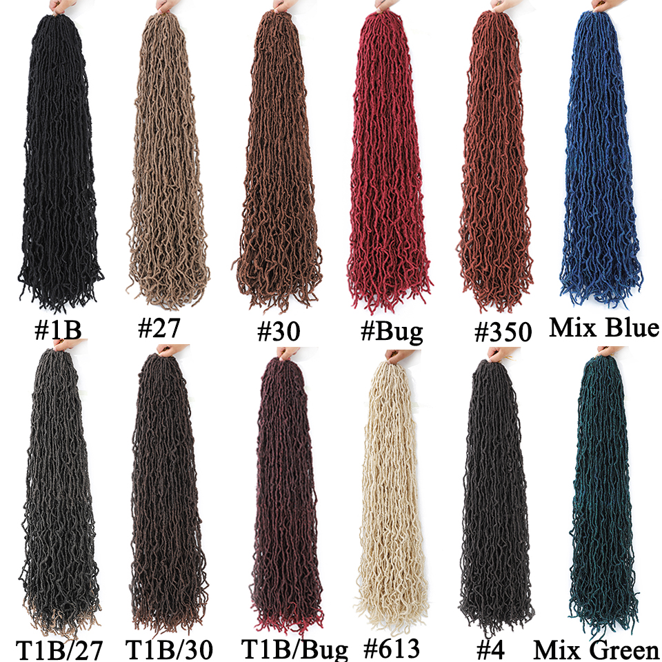 New Faux Locs new Crochet Hair Synthetic 2025 Curly Dreadlocks Hair Extensions Faux Cheveux Soft Locs Crochet Braids 12 Colors Can Choose