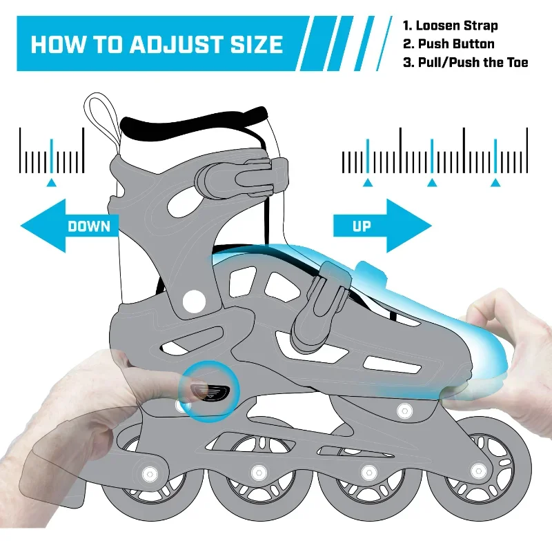 V-Tech 500 Men's Inline Skate with Adjustable Sizing, Black