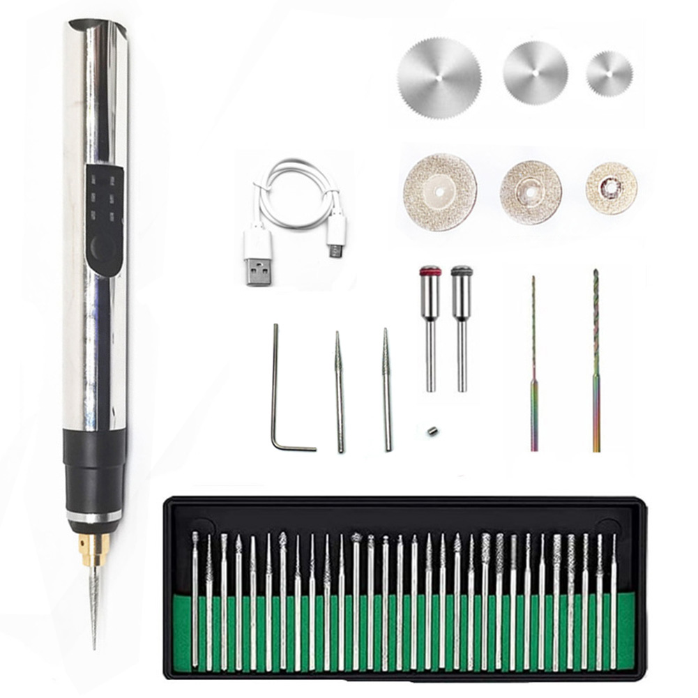 Electric Engraver Etching Pen Rechargeable Mini Drill Carving Pen 3 Gears Adjustable DIY Power Tools for Ceramic Metal Plastic