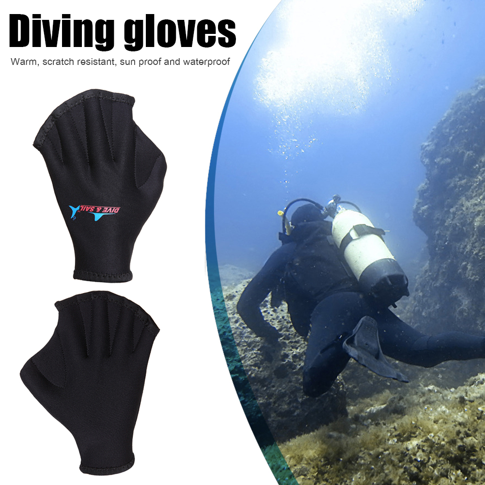 DIVE SAIL 2mm Diving Gloves Flippers Hand Pool Paddles hand 2025 Web Flippers finger wear new fin learning Training swimming accessory