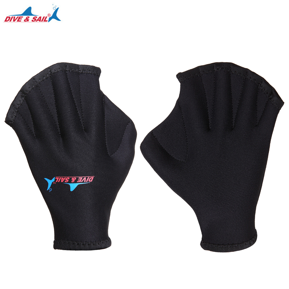 DIVE SAIL 2mm Diving Gloves Flippers Hand Pool Paddles hand 2025 Web Flippers finger wear new fin learning Training swimming accessory