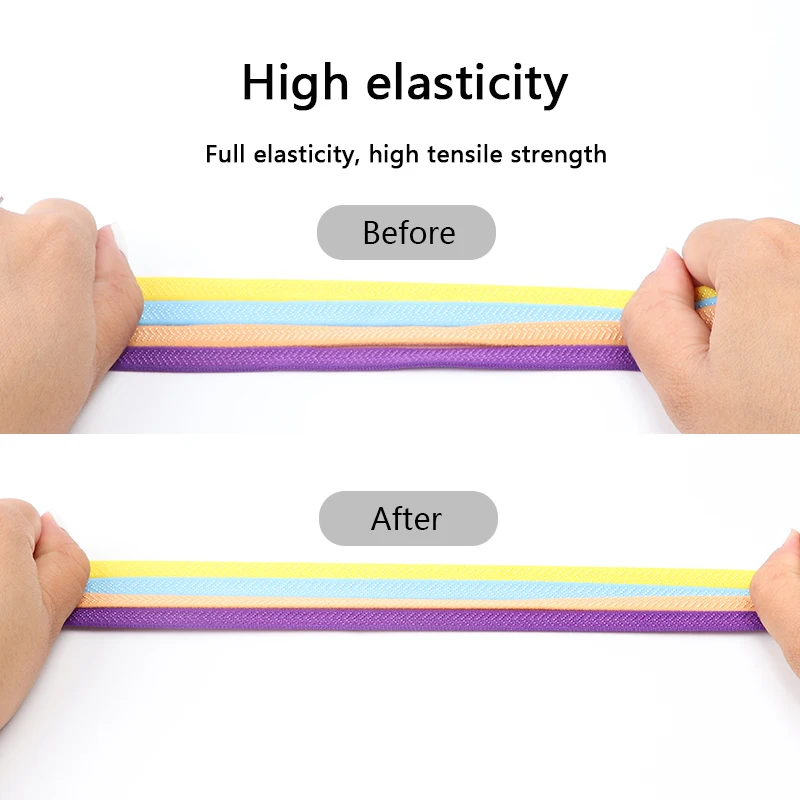 without 1Pair Lock Shoelaces ties Elastic Laces Sneakers 8MM Wide Flat No Tie Shoe laces Kids Adult Running Shoelace for Shoes smile