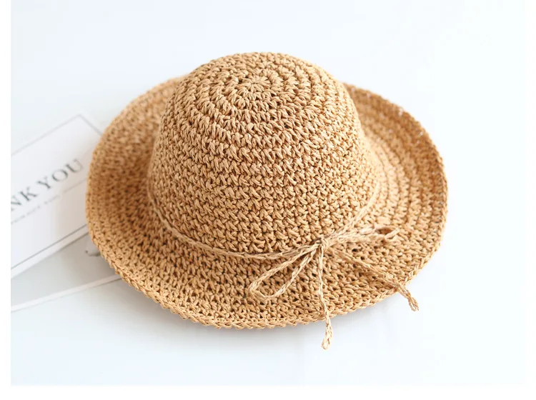 Summer New Parent-child Straw Hat Girl Casual Solid Foldable Big Brim Holiday Hats Baby Boy Beach Fisherman's Cap