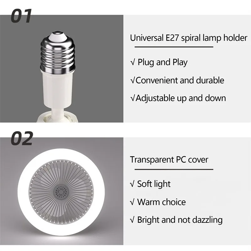 E27 Ceiling Fan with Lights LED Fan Light Ceiling Light with Fan Electric Fan with Remote Control for Bedroom Living Room Decor