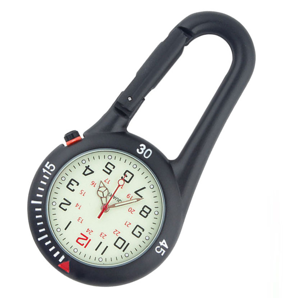 Luminous Dial Clip-On Carabiner Climbing Pocket Watch Multifunctional Outdoor Sports Mountaineering Hanging Watch