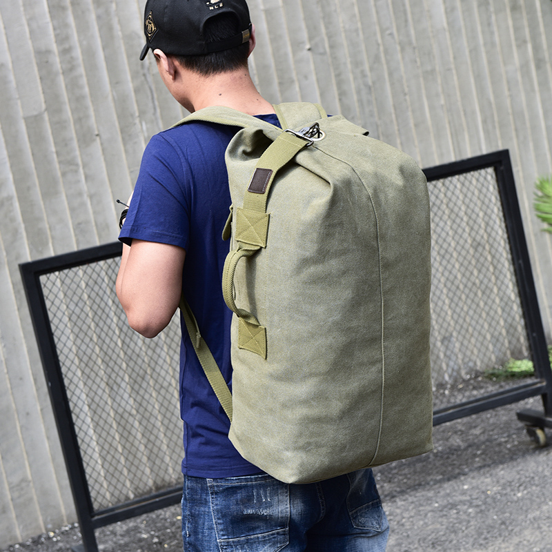 Man new Travel 2025 Backpack Large Capacity Mountaineering Hand Bag High Quality Canvas Bucket Shoulder Bags Men Backpacks