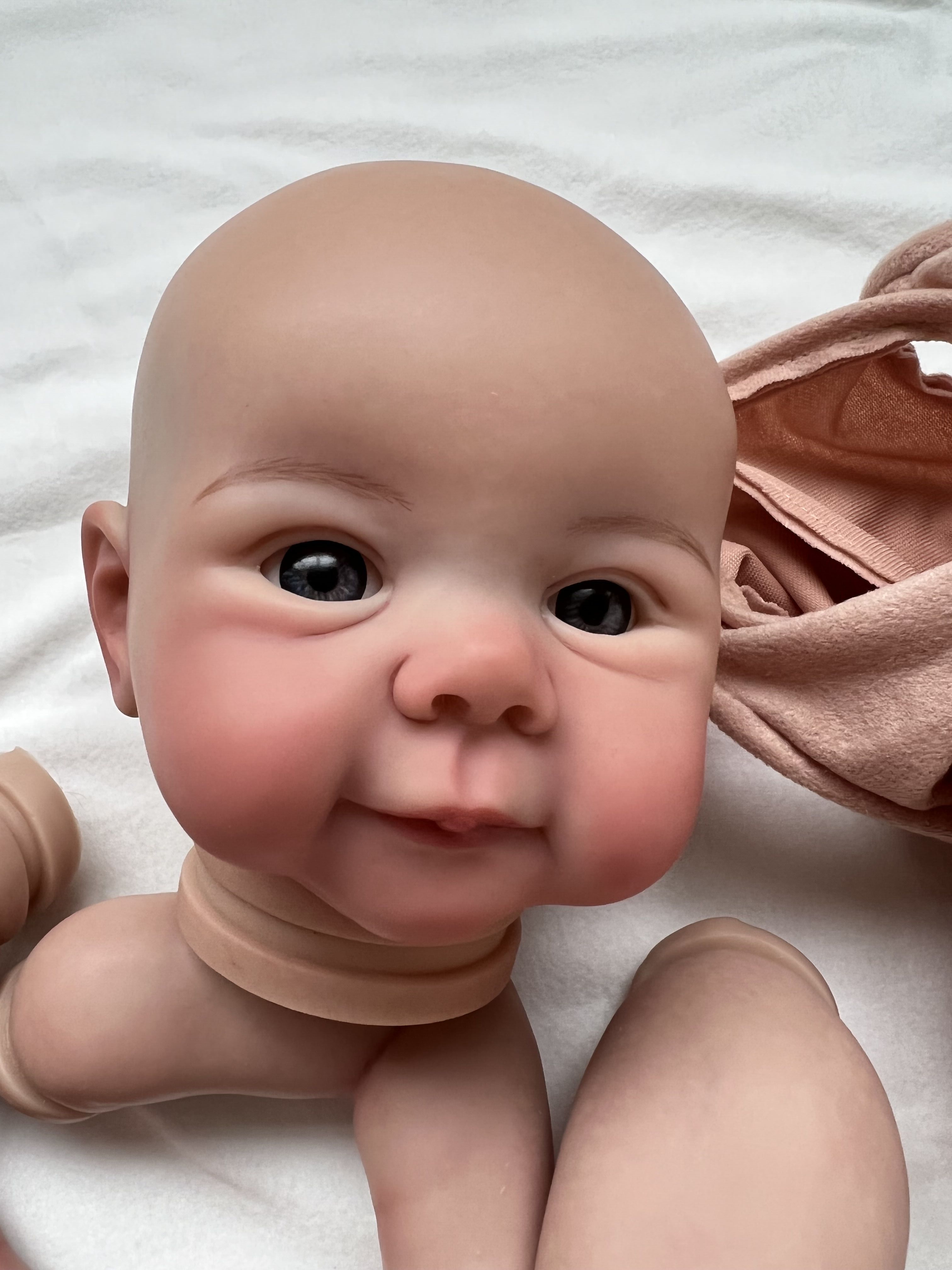 NPK 19inch Already Finished Painted Reborn Doll Parts Juliette Cute Baby 3D Painting with Visible Veins Cloth Body Included