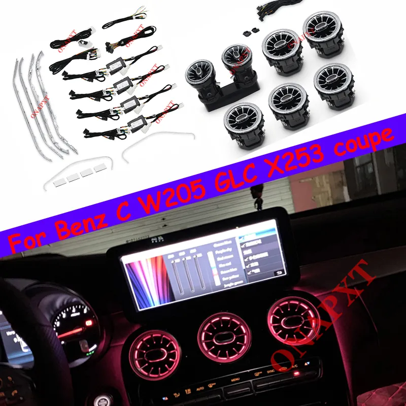 3/64 Color For Benz C W205 GLC X253 Coupe For AMG Car Dashboard Nozzle Air Vent Foot Lamp Door Speaker Tweeter Led Ambient Light