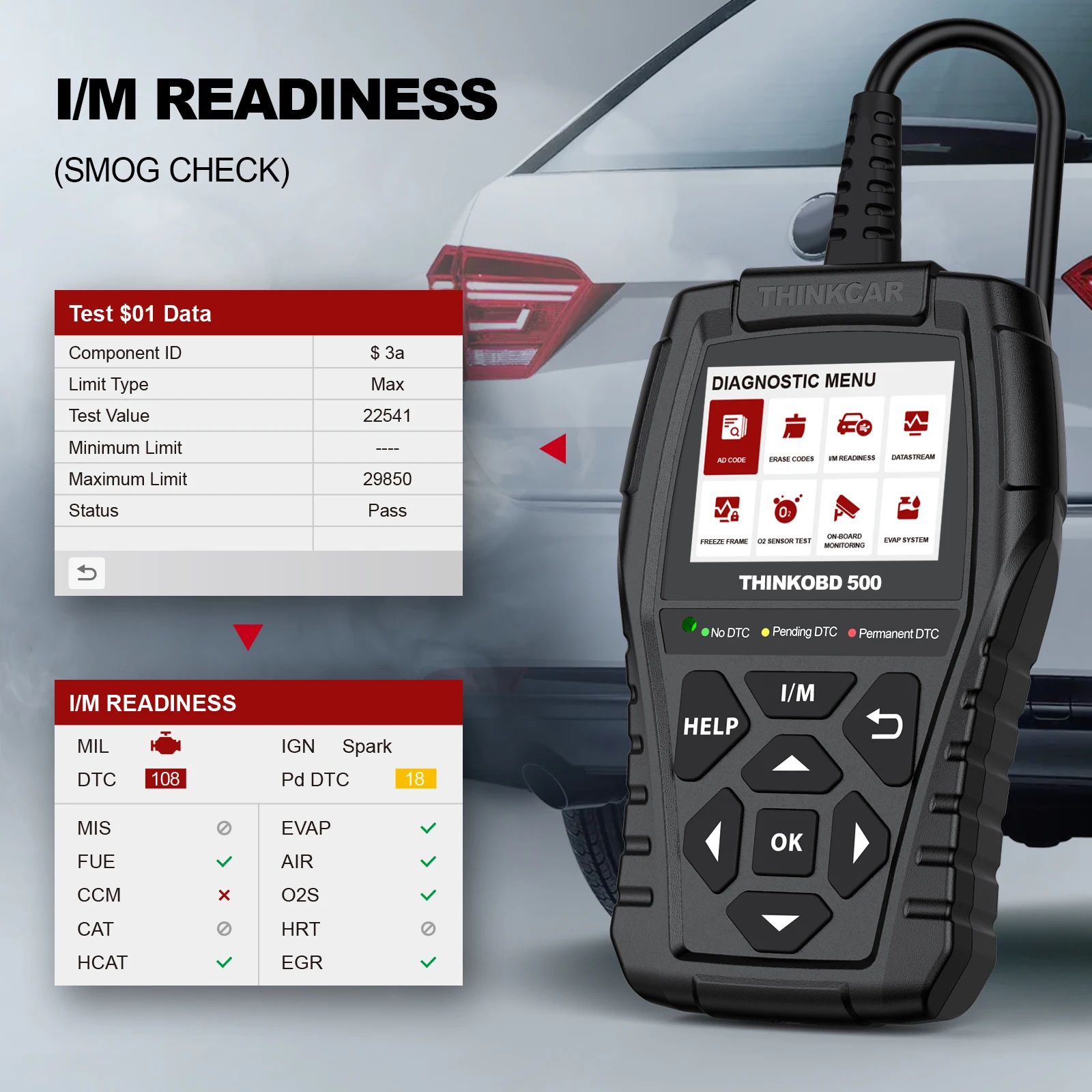 THINKCAR THINKOBD 500 Code Reader Obd2 Scanner for Auto Car Diagnostic Tools Obd 2 Functions Diagnosis Lifetime Free Update
