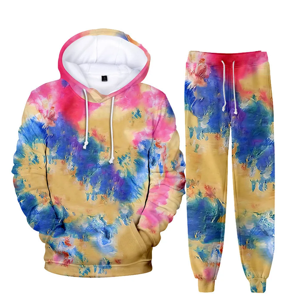 Tie dye Hoodies Sport style Men/Women Hoodie+Sweatpants Sets Psychedelic Spiral new Sweatshirt Hip 2025 hop Clothing