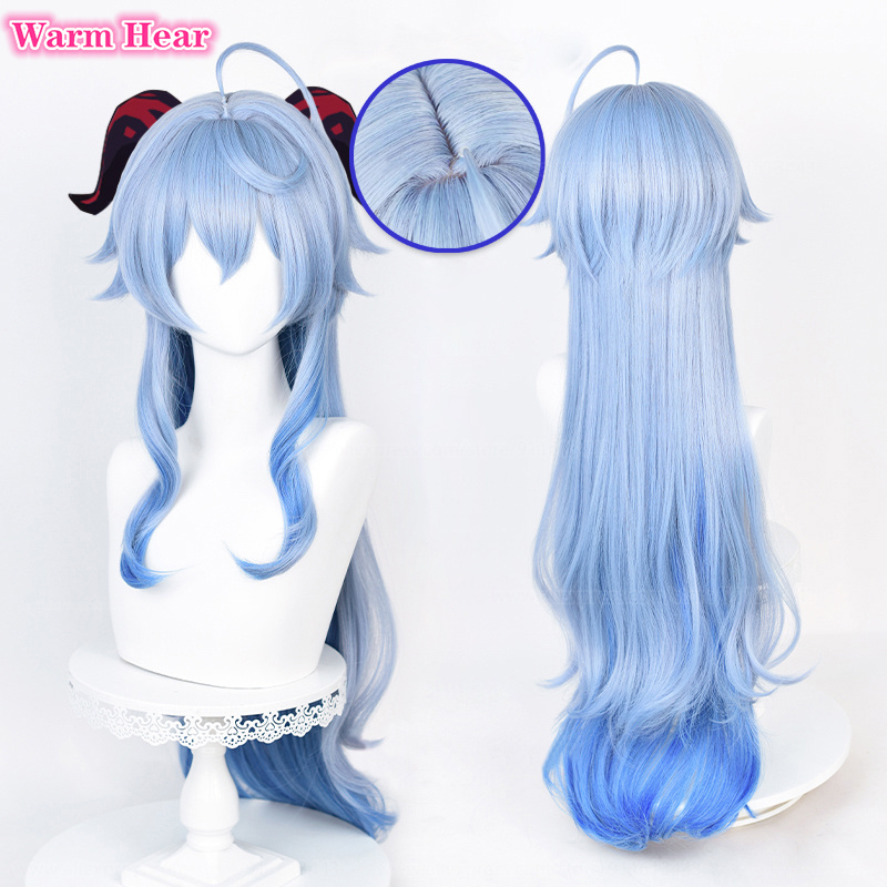90cm Long Ganyu Cosplay Wig Blue Gradient Wig Cosplay 2025 Anime Wig new Heat Resistant Synthetic Wigs Halloween + Wig Cap
