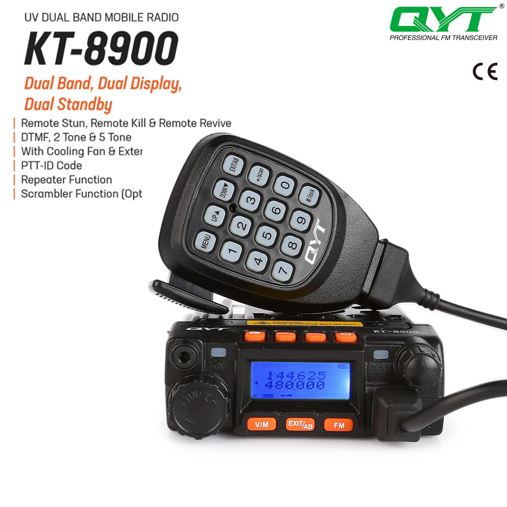 QYT KT-8900 Dual Band Qual Transceive 25w Color Screen Mini Mobile Radio VHF/UHF 136-174/400-480MHz Car Radio