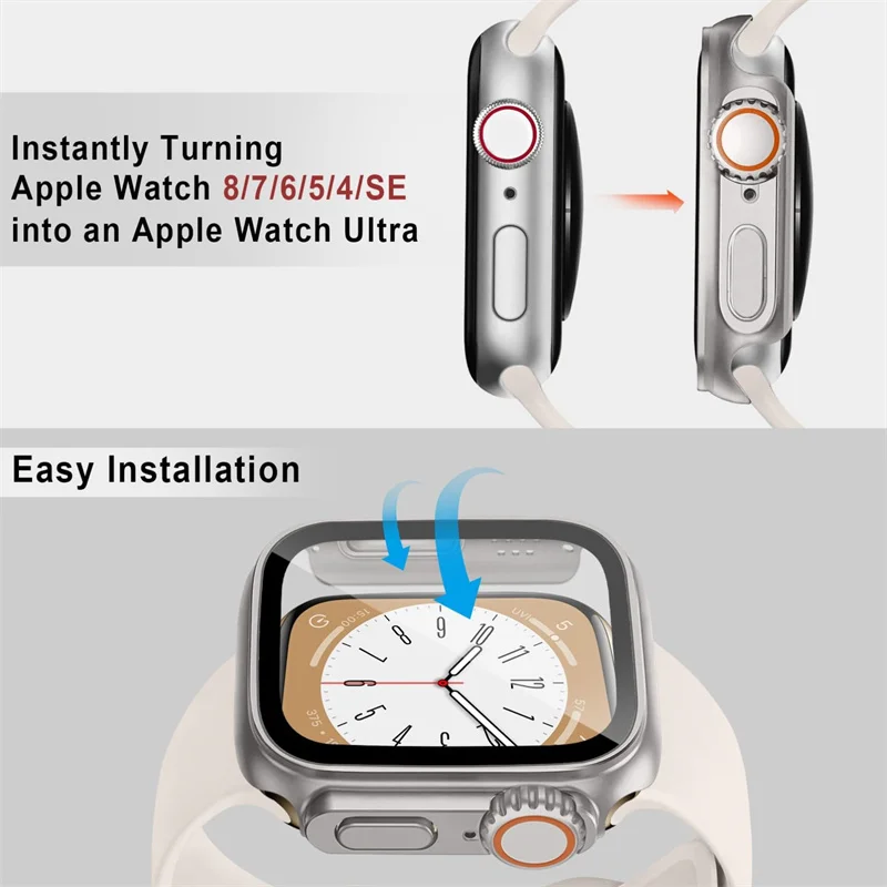Tempered Glass Screen Protector For Apple Watch Case series 8 7 6 5 4 3 Change to Ultra iwatch Protective 45mm 44mm 41mm 42 40mm