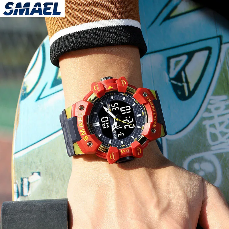 Quartz Watches 2025 Male Clock new SMAEL Brand Wristwatches 50M Waterproof Stopwatch Week Display Alarm Clocks 8080 Men Watch Sports Time