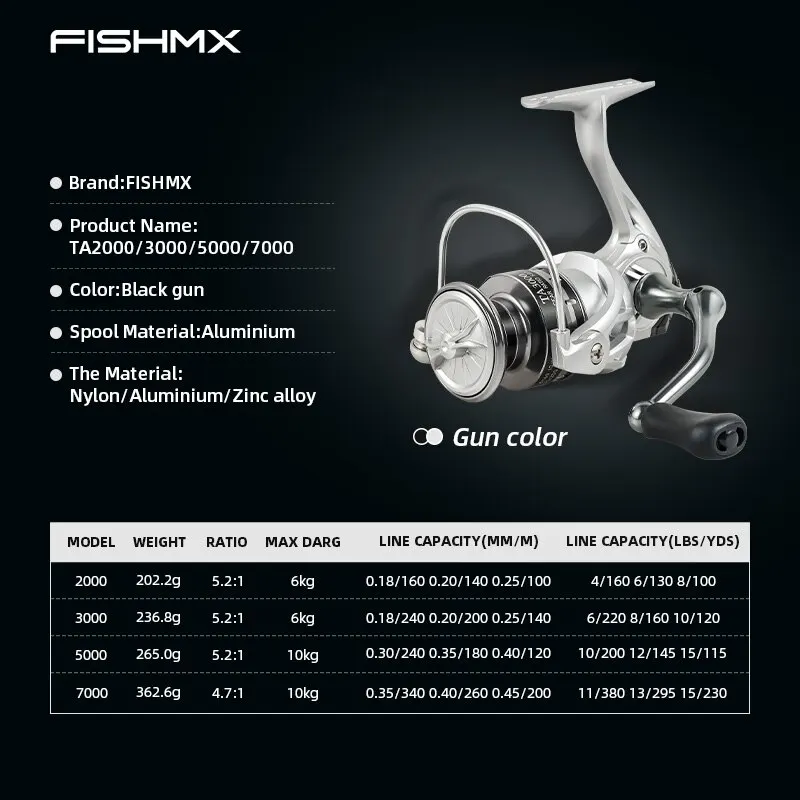 FishMX Spinning Fishing Reel Ultralight Max Drag 10kg Spinning Reel for Carp Pike Bass Fishing Coil
