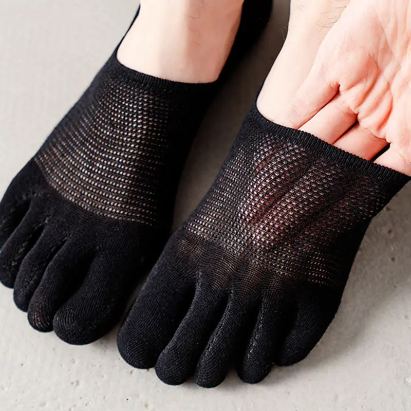 Creative Five Finger Socks Men Cute Summer Breathable Mesh Sports Five-Toed Socks Toe Split-Toed Socks Solid Color Hollow Meias