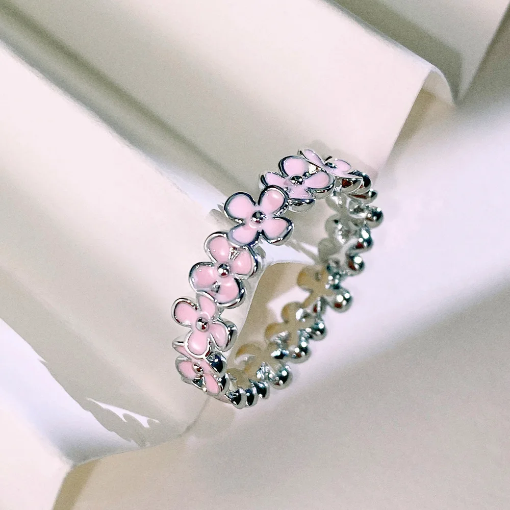 CAOSHI Chic Pink Flower Finger Ring Female Wedding Gift Sweet Lady Daily 2025 Accessories with new Delicate Design Young Women Jewelry