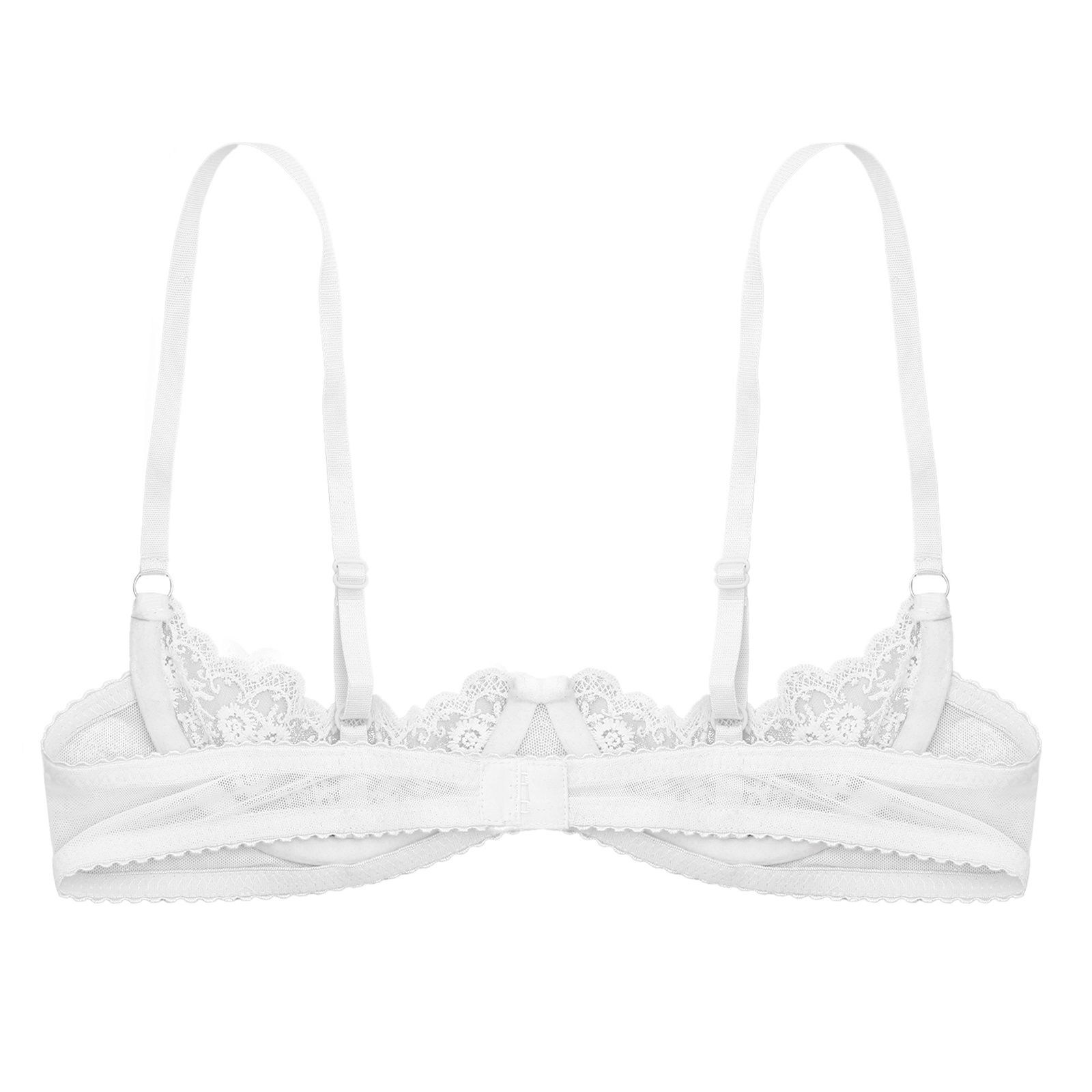Women Sexy Half Cup Bras Open Nipple Lingerie Bra Top Sheer Floral Lace Underwired Underwear Adjustable Straps Unlined Brassiere
