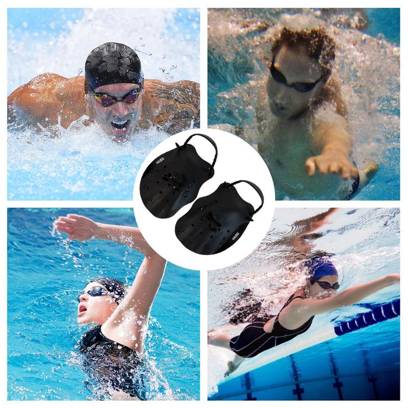 Swimming Paddles For Hands Children Adjustable Silicone Webbed Swim Gloves Portable Adults Swimming Gear With Drainage Holes