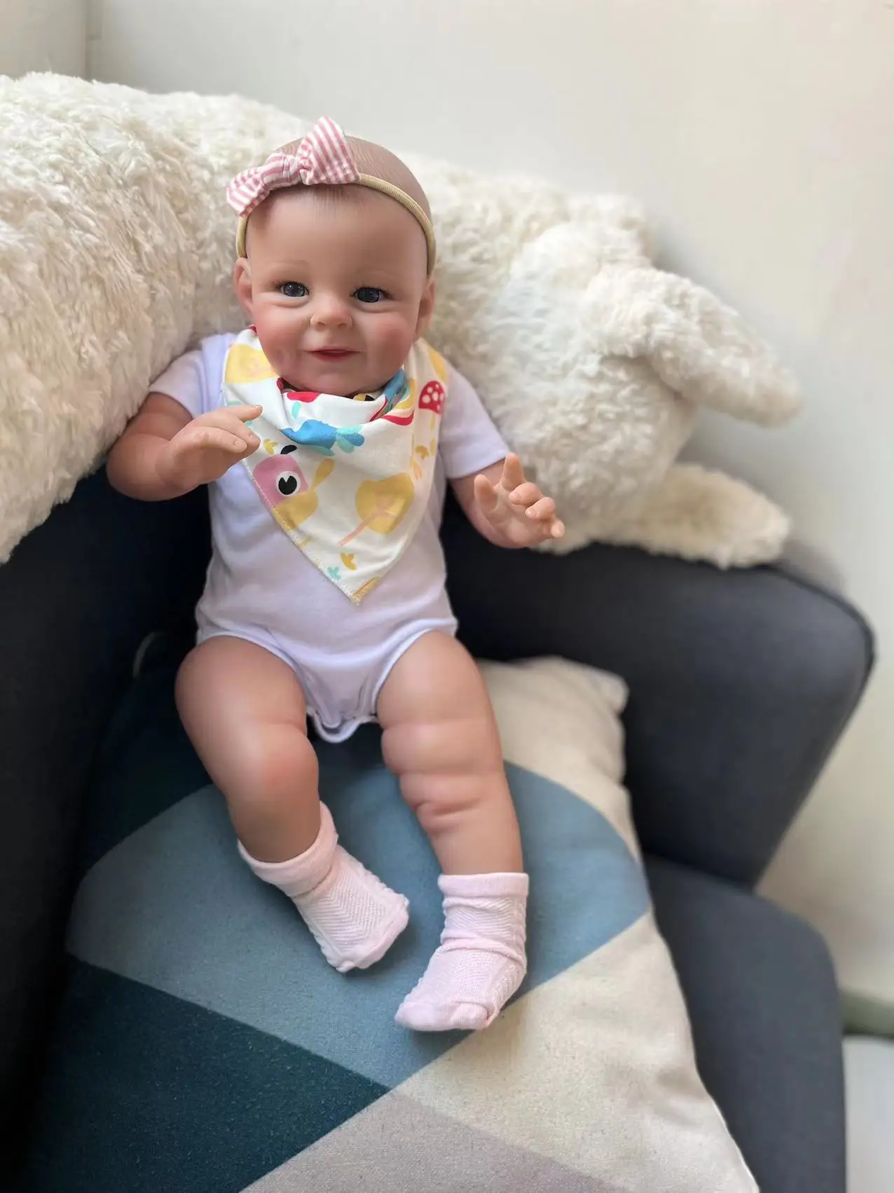 55CM Already Finished Painted Bebe Reborn Dolls Shaya Smile Face Handmade Lifelike 3D Painting Skin Visible Veins Real Photos