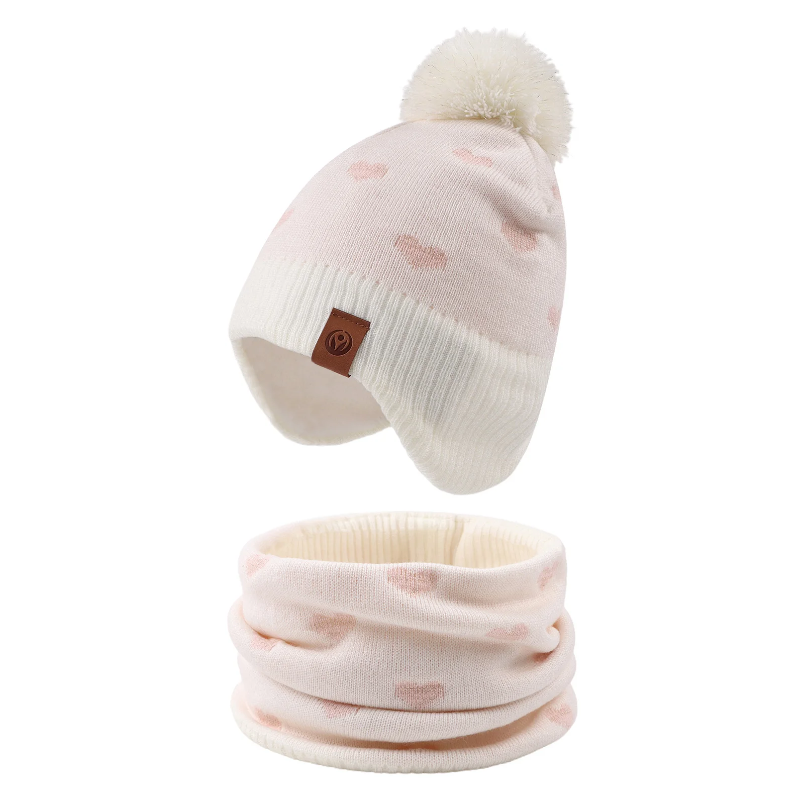 Winter Kids Girls Beanie Scarf Autumn 2025 Toddler Girls Knitted Hat Scarf Winter Warm Bonnet With Pompom new Classic Polka Dot Beanie