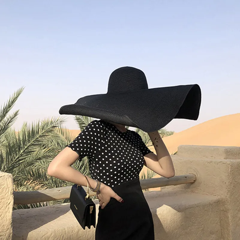 Summer 2025 Foldable Portable Oversized Sun Hat For Women Elegant 70cm Diameter Large Wide Brim new Straw Hat Multicolor Gorras Beach Cap