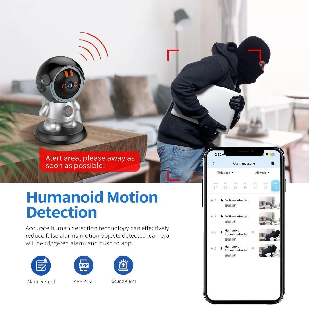 3MP HD PTZ WiFi IP Camera Security Robot Camera Indoor Baby Monitor Two Way Talk Human Tracking Wifi Surveillance Camera