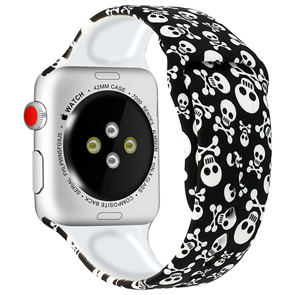 Printed band For Apple Watch ultra 49mm series 8 7 41mm 45mm44mm 40mm 42mm 38mm silicone sport bracelet iwatch 6 5 4 3 Se strap