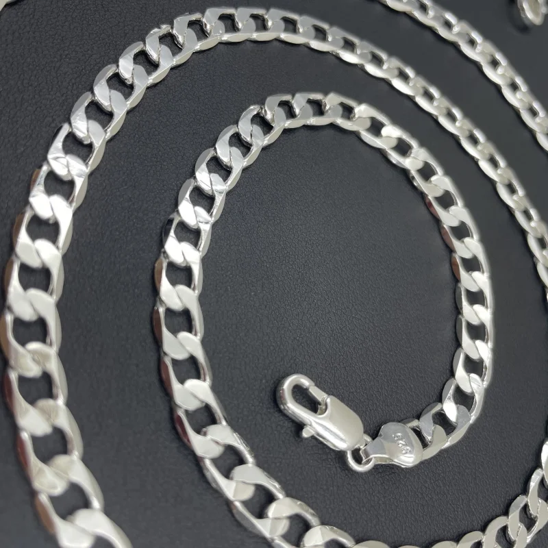 Men's Silver Color Necklace 2/4/6/8/10/12MM 50-60cm Face Chain Necklace Lobster Clasp Men Women Engagement Jewelry Gifts